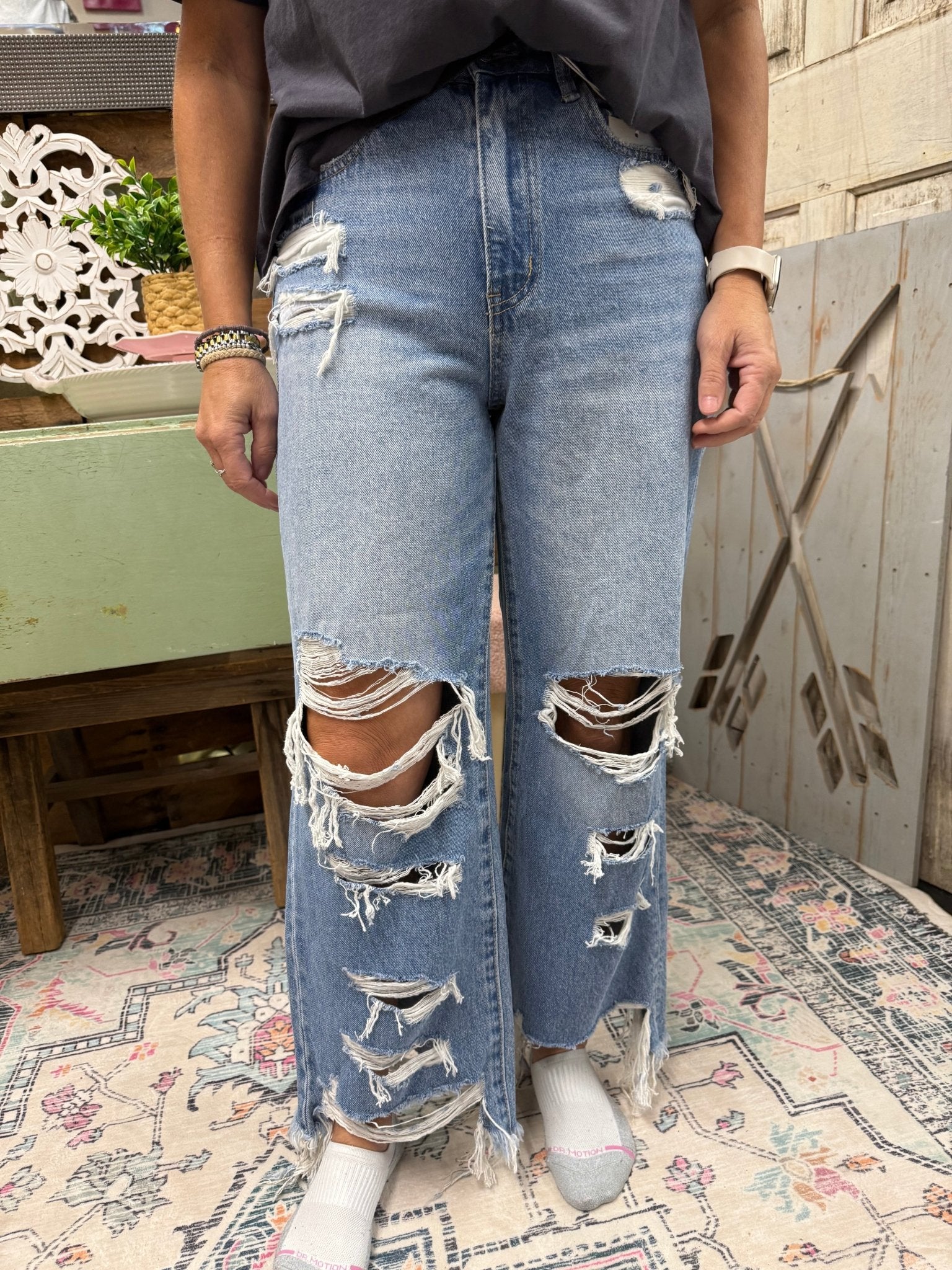 Flying Monkey Distressed Wide Leg - F4651 - Mercantile213