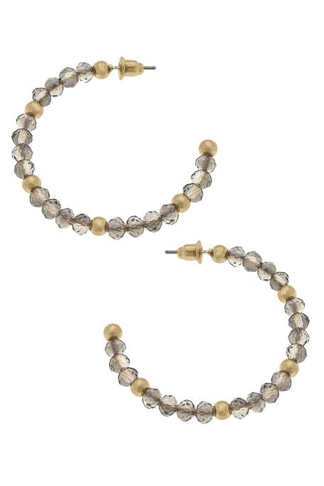 Gabbi Beaded Glass Hoop Earrings - Black Diamond - Mercantile213