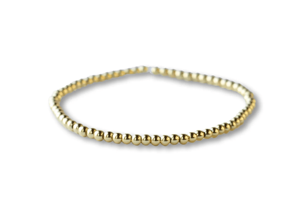 Gilded Gold Beaded Stretch Bracelet - 3mm, Smooth - Mercantile213