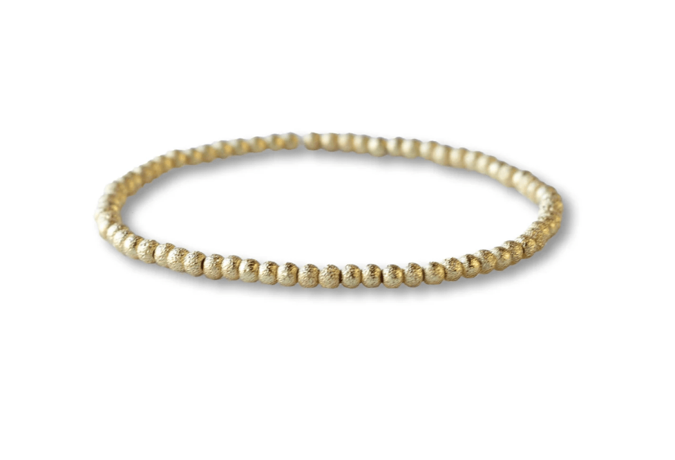 Gilded Gold Beaded Stretch Bracelet - 3mm, Textured - Mercantile213