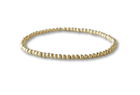 Gilded Gold Beaded Stretch Bracelet - 3mm, Textured - Mercantile213