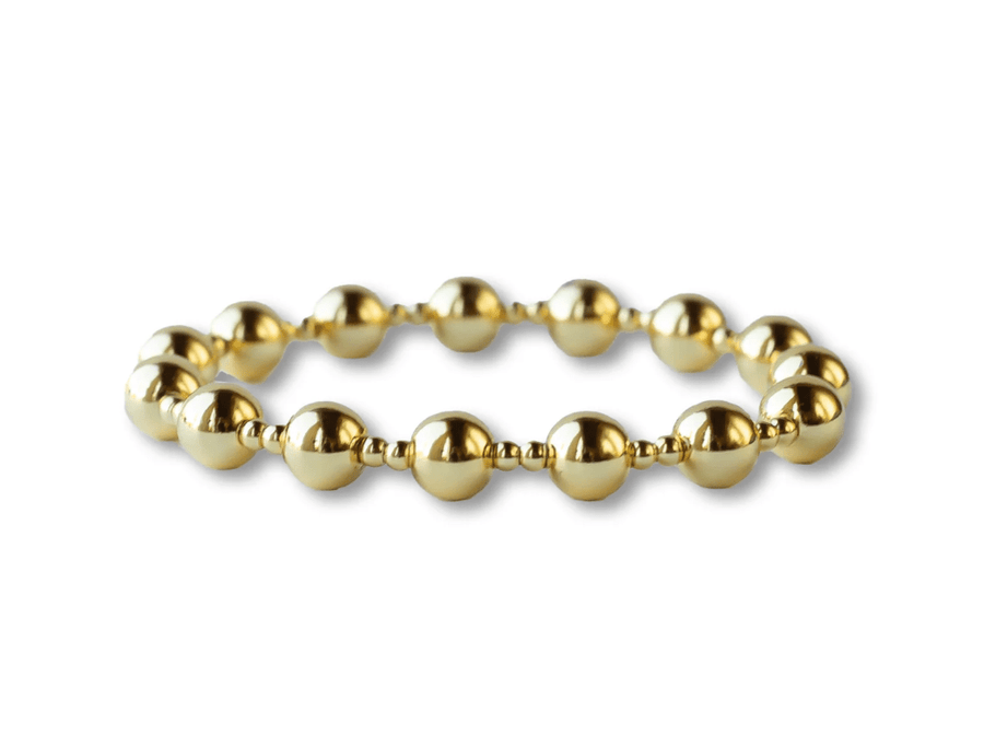 Gilded Gold Beaded Stretch Bracelet - Duo, Smooth - Mercantile213