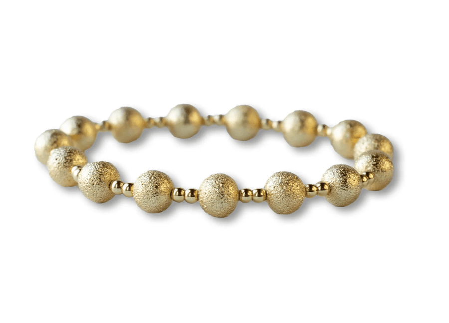 Gilded Gold Beaded Stretch Bracelet - Duo, Textured - Mercantile213