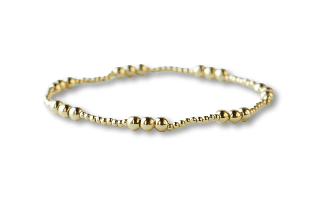 Gilded Gold Beaded Stretch Bracelet - Trio, Smooth - Mercantile213