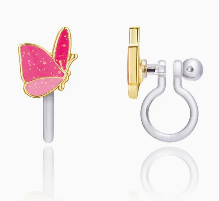 Girl Nation Clip - On Earrings - Glitter Butterfly - Mercantile213