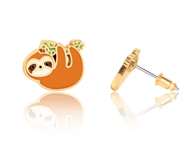 Girl Nation Stud Earrings - Playful Sloth - Mercantile213