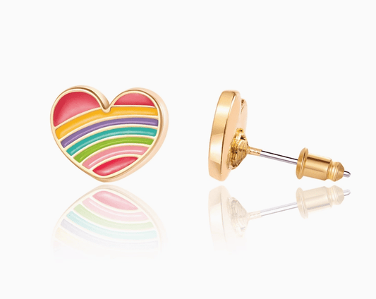 Girl Nation Stud Earrings - Rainbow Heart - Mercantile213
