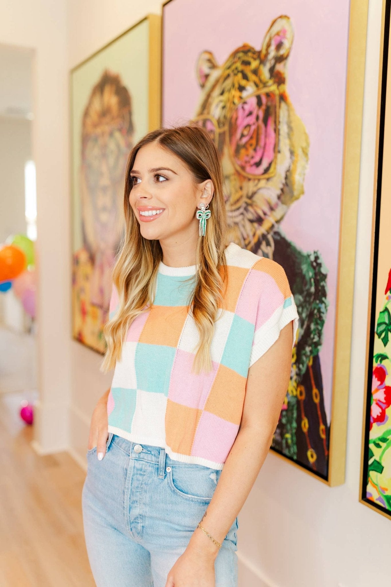 Glam Beaded Bow Drops: Rainbow - Mercantile213