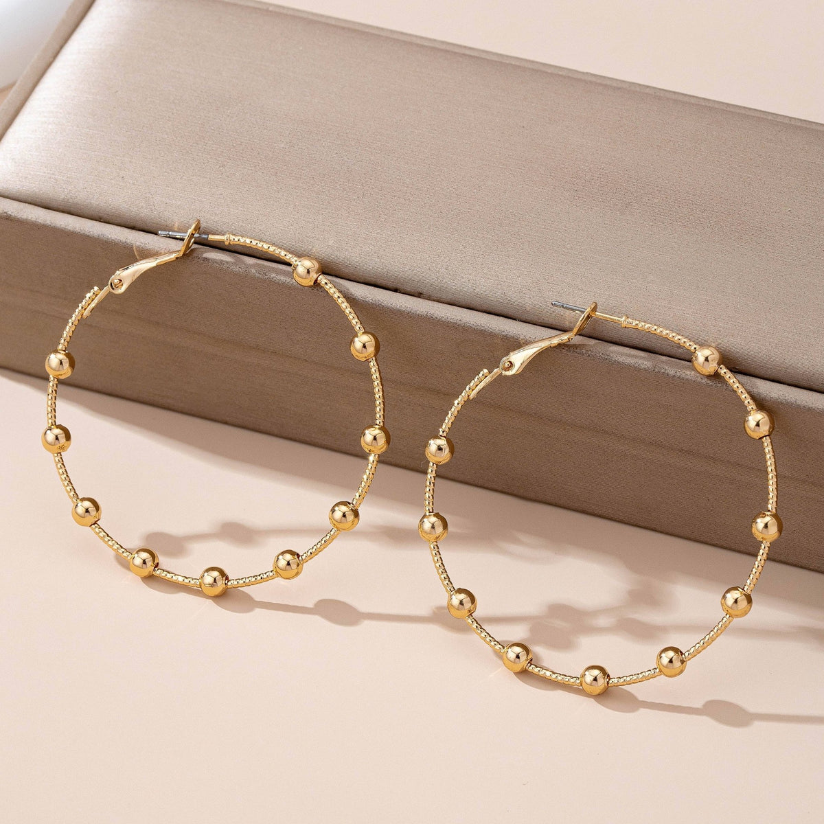 Gold Beaded Hoops - Mercantile213