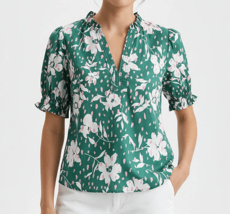 Green Floral Blouse - Mercantile213