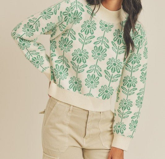 Green Floral Ditzy Sweater - Mercantile213