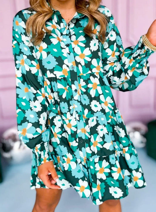 Green Floral Dress - Mercantile213