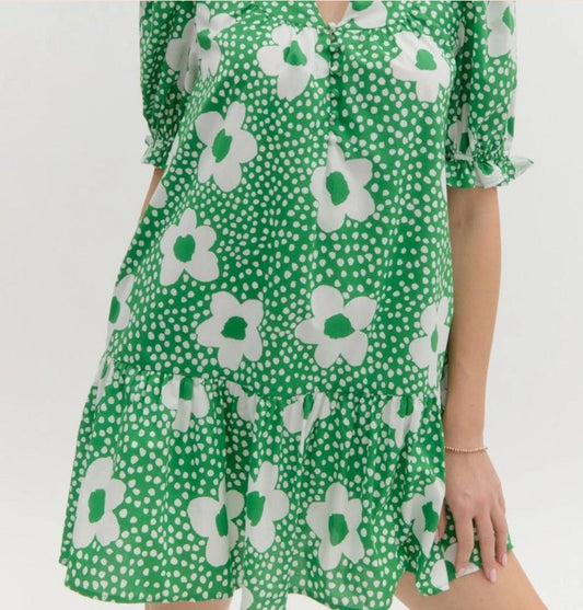 Green Floral Dress - Mercantile213