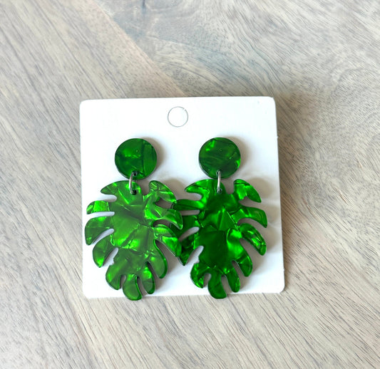 Green Leaf Earrings - Mercantile213