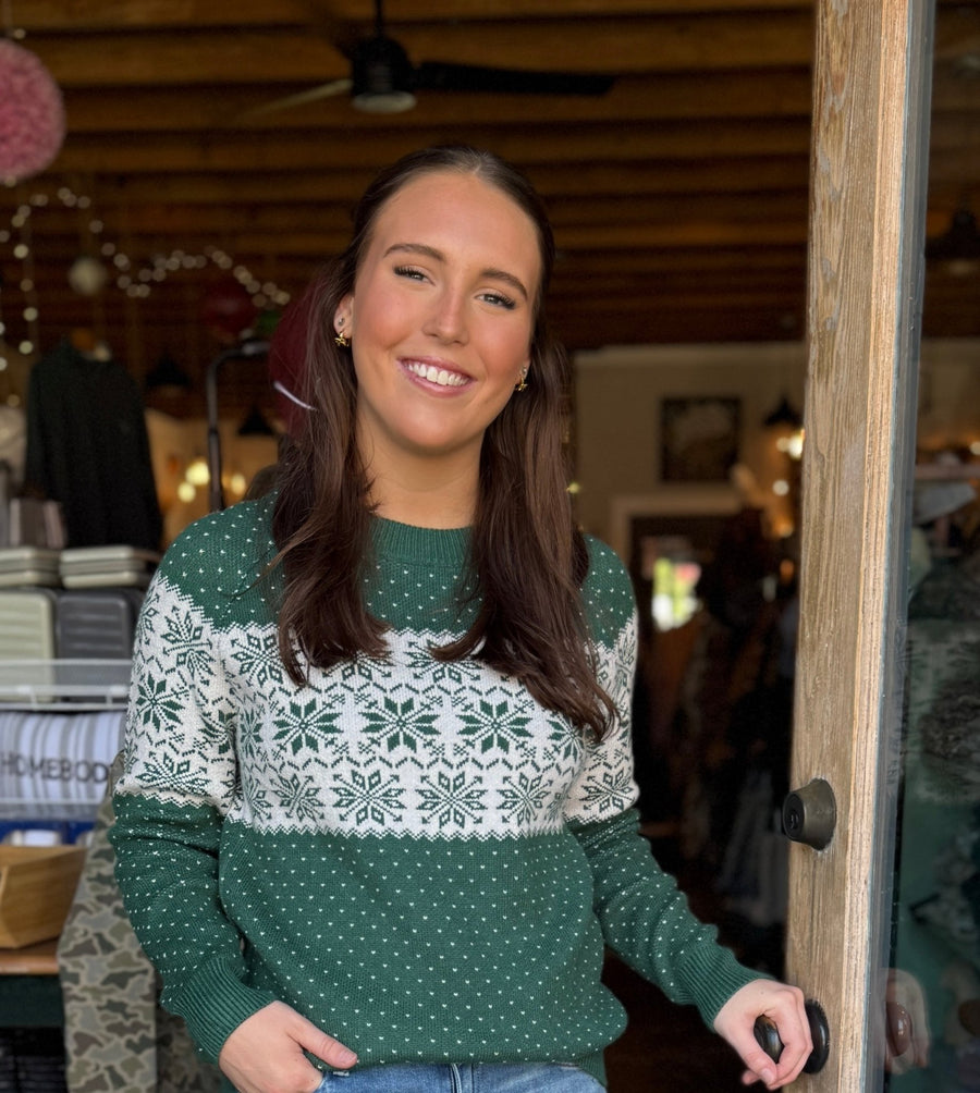 Green Snowflake Sweater - Mercantile213