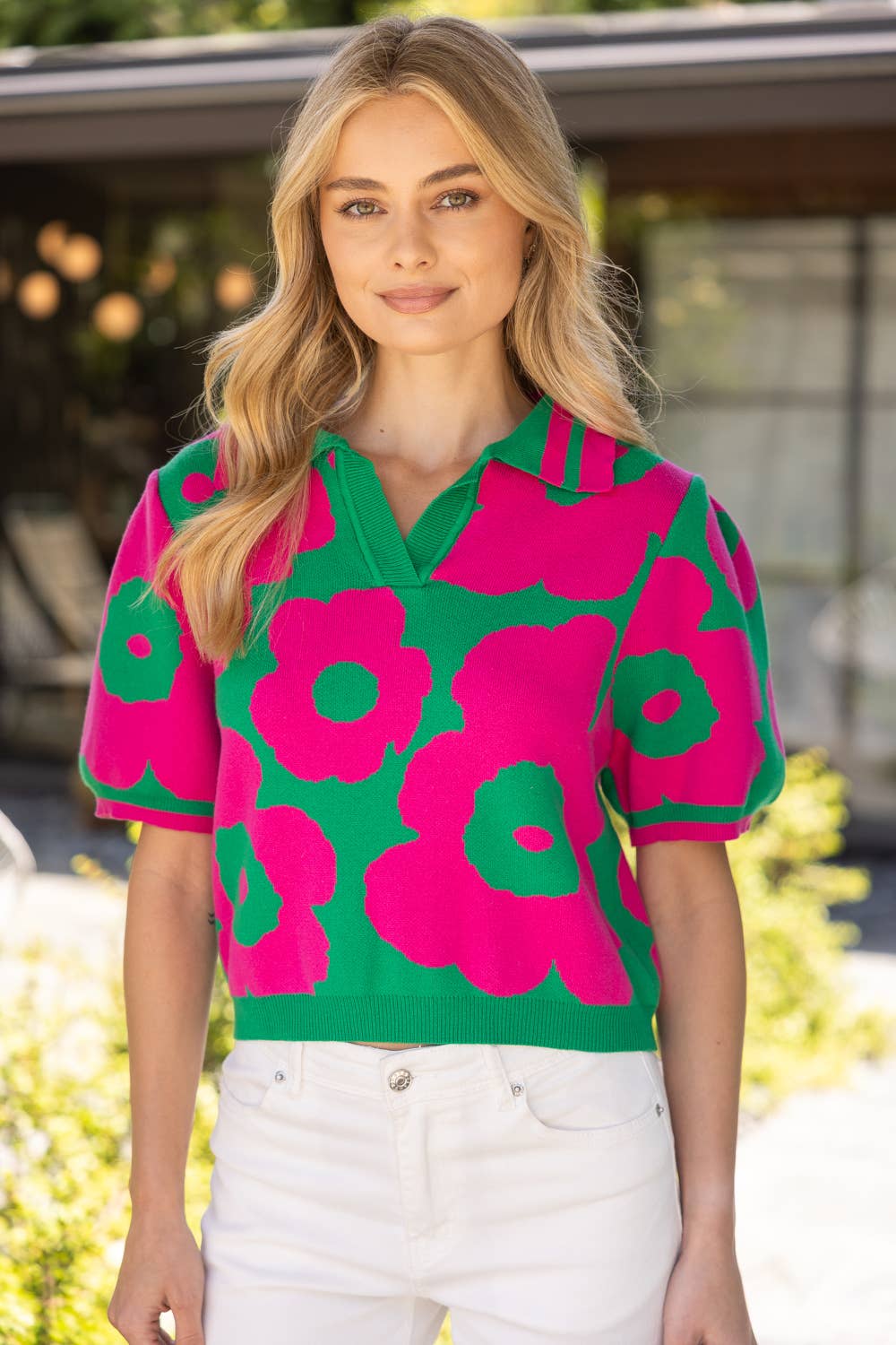 Green/Pink Floral Sweater - Mercantile213