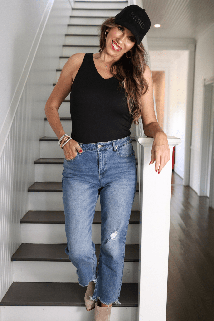 Haven V-Neck Bodysuit- Black - Mercantile213