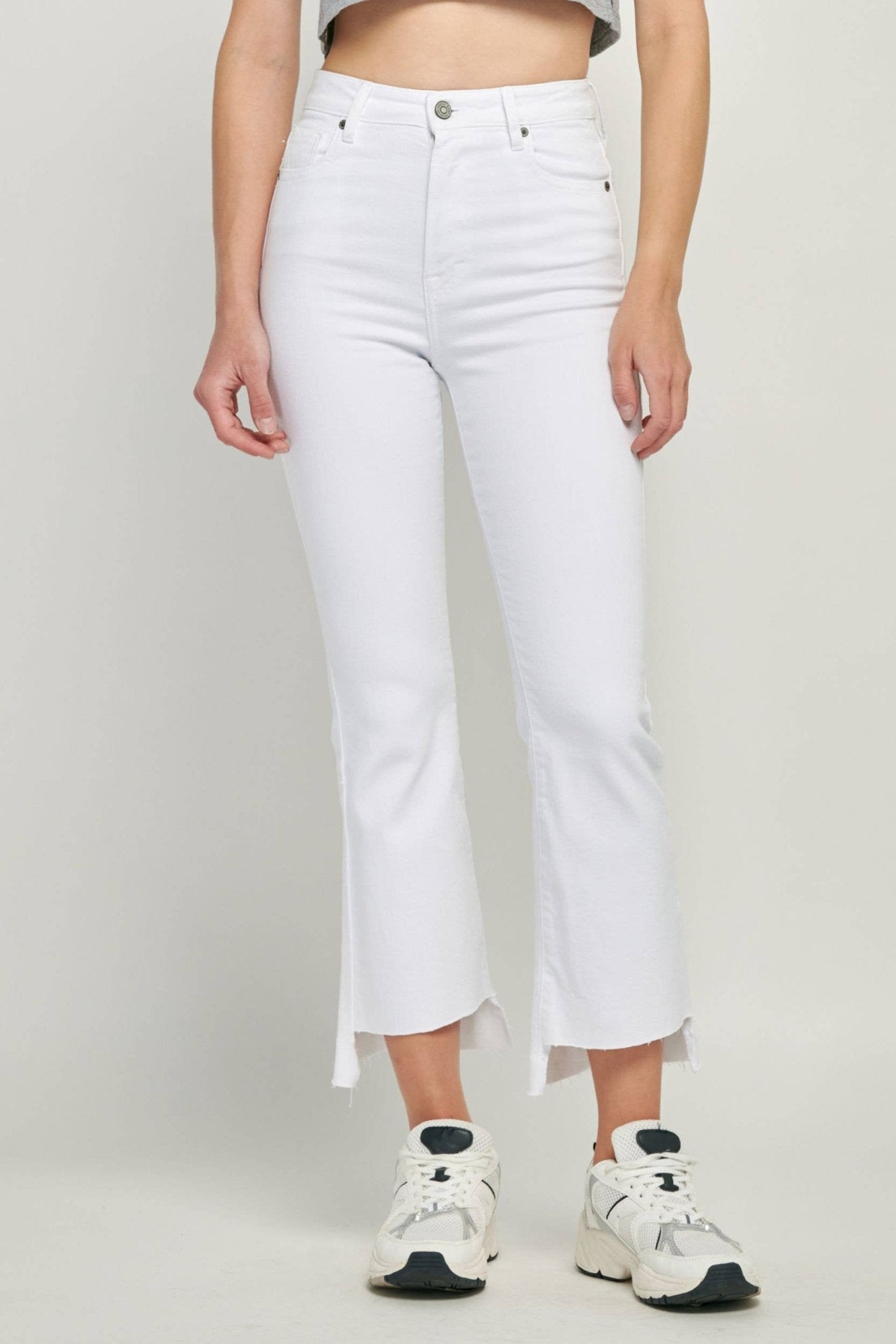 Hidden Clean Step Hem Cropped Flare - HD3172C - WHT - Mercantile213