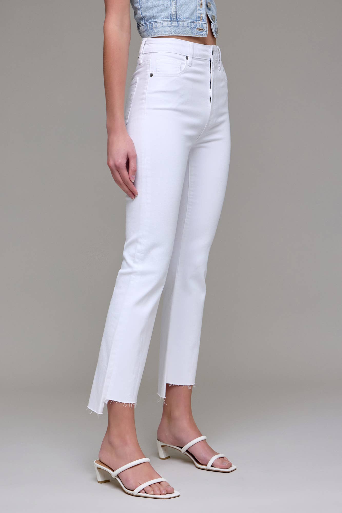 Hidden Clean Step Hem Cropped Flare - HD3172C - WHT - Mercantile213