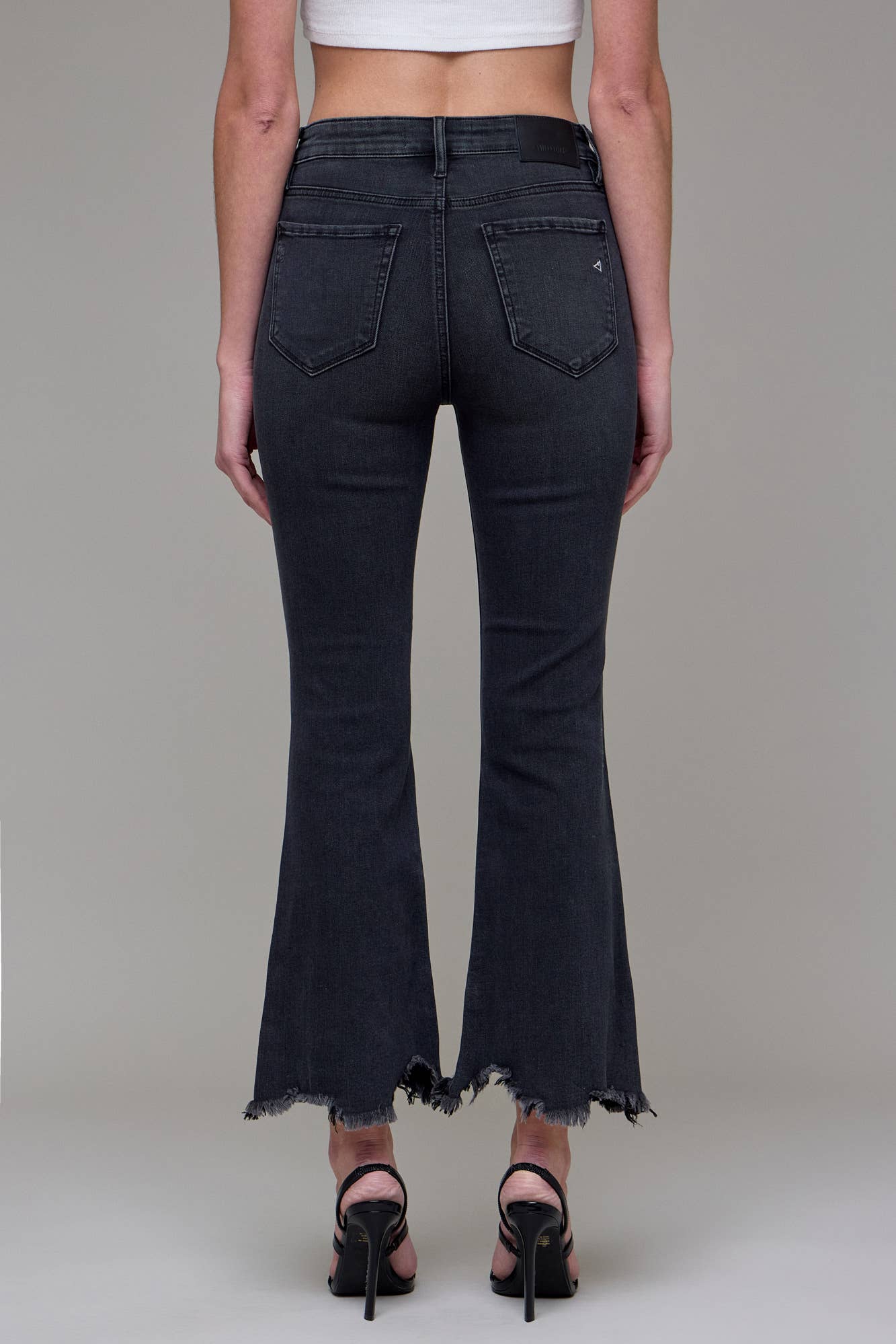 Hidden Frayed Hem Cropped Flare - HD3120C - BLK - Mercantile213
