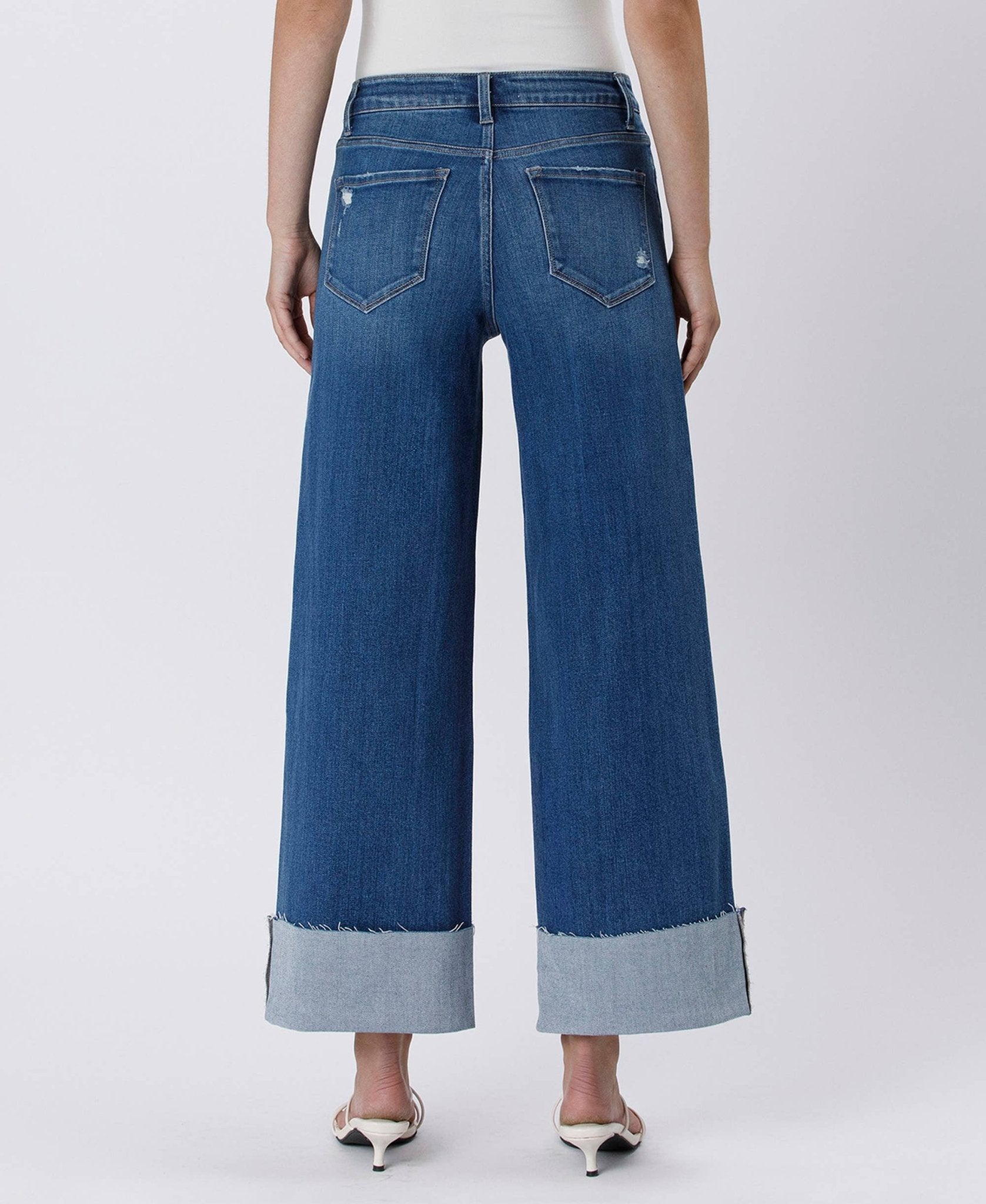 High Rise Cuffed Jeans - LV1530 - Mercantile213