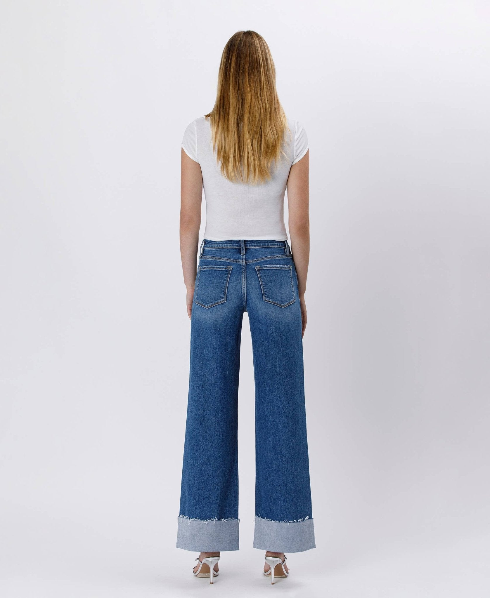 HIGH RISE CUFFED WIDE JEANS - LV1592 - Mercantile213