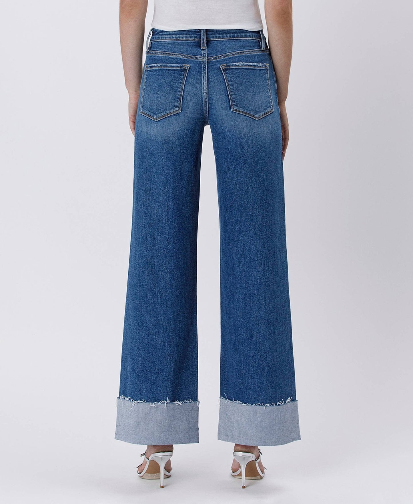 HIGH RISE CUFFED WIDE JEANS - LV1592 - Mercantile213