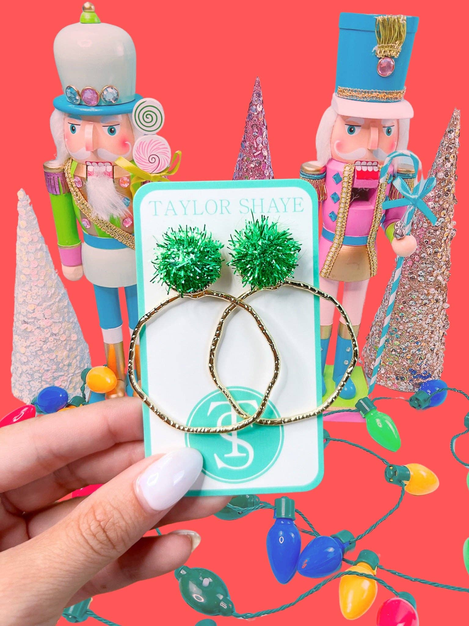 Holiday Darla Hoops: Green / Rectangle - Mercantile213