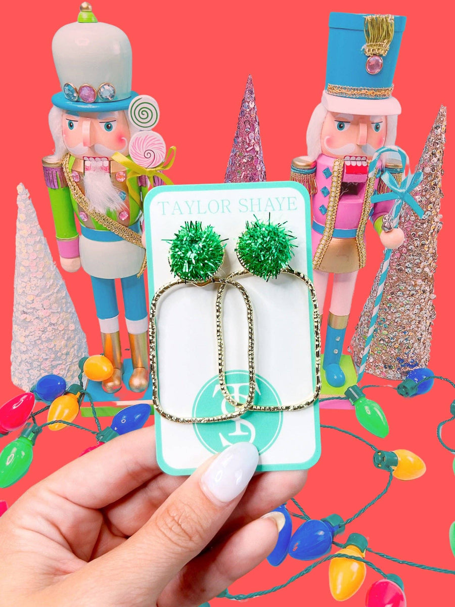 Holiday Darla Hoops: Green / Rectangle - Mercantile213