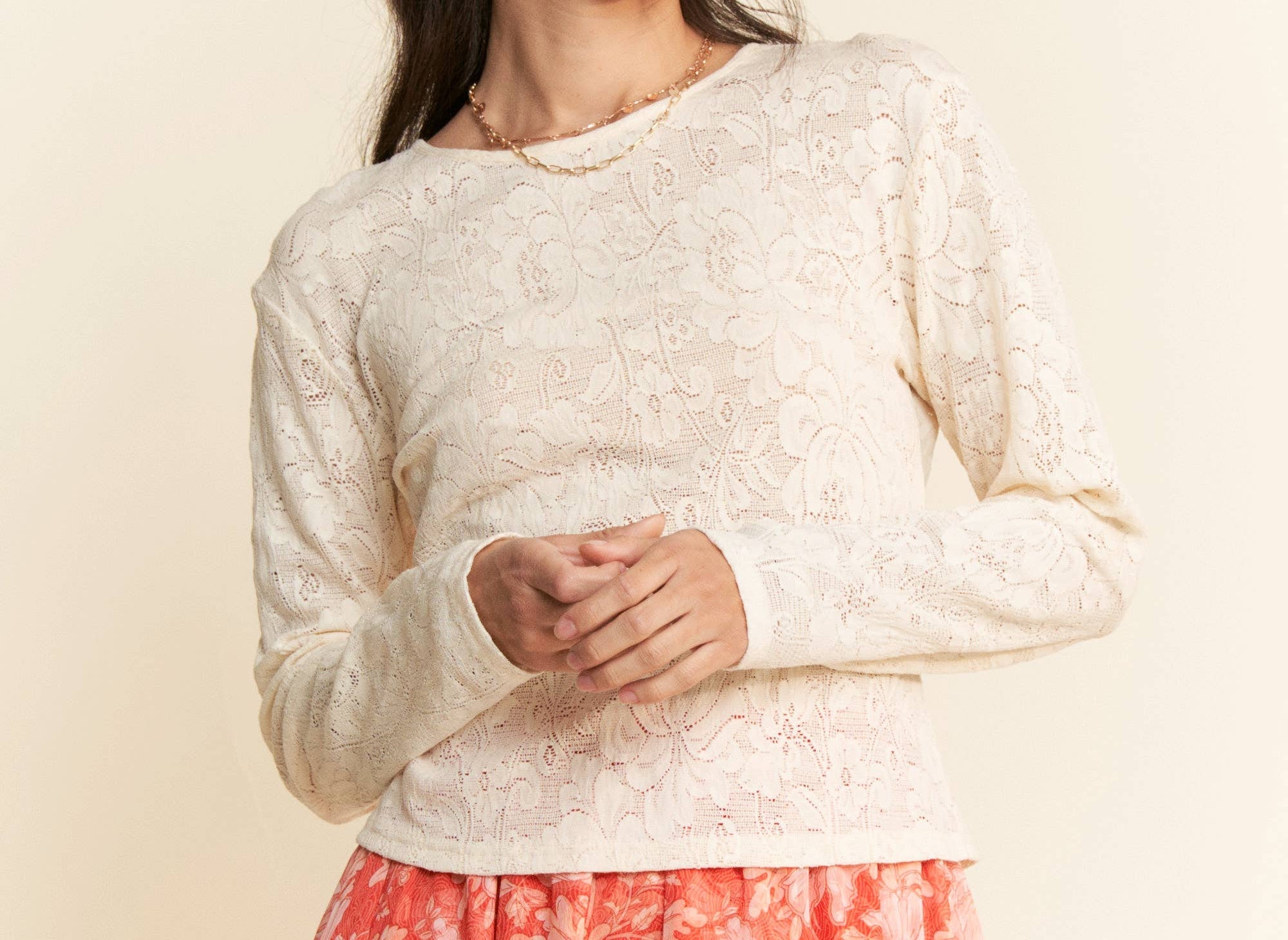 Ivory Mesh Top - Mercantile213