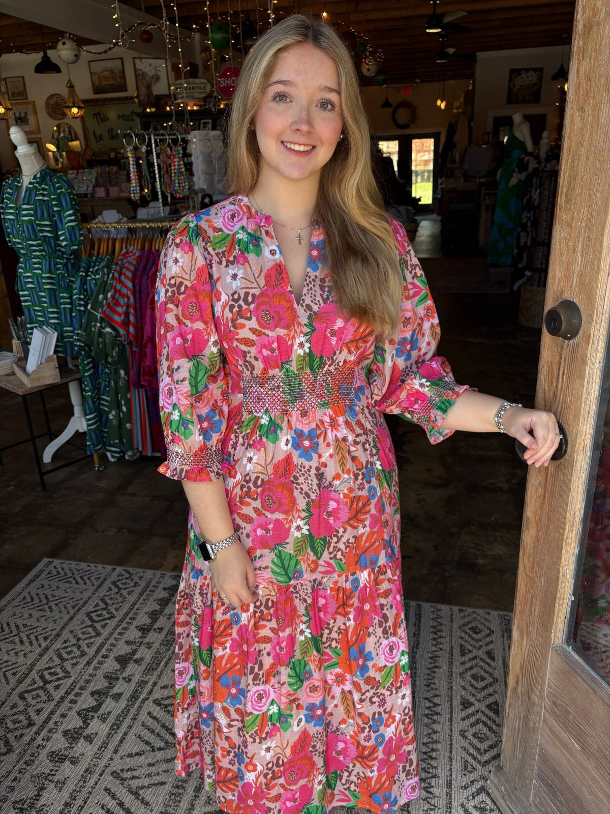 Ivy Jane Uncle Frank Floral Smocked Maxi - Mercantile213