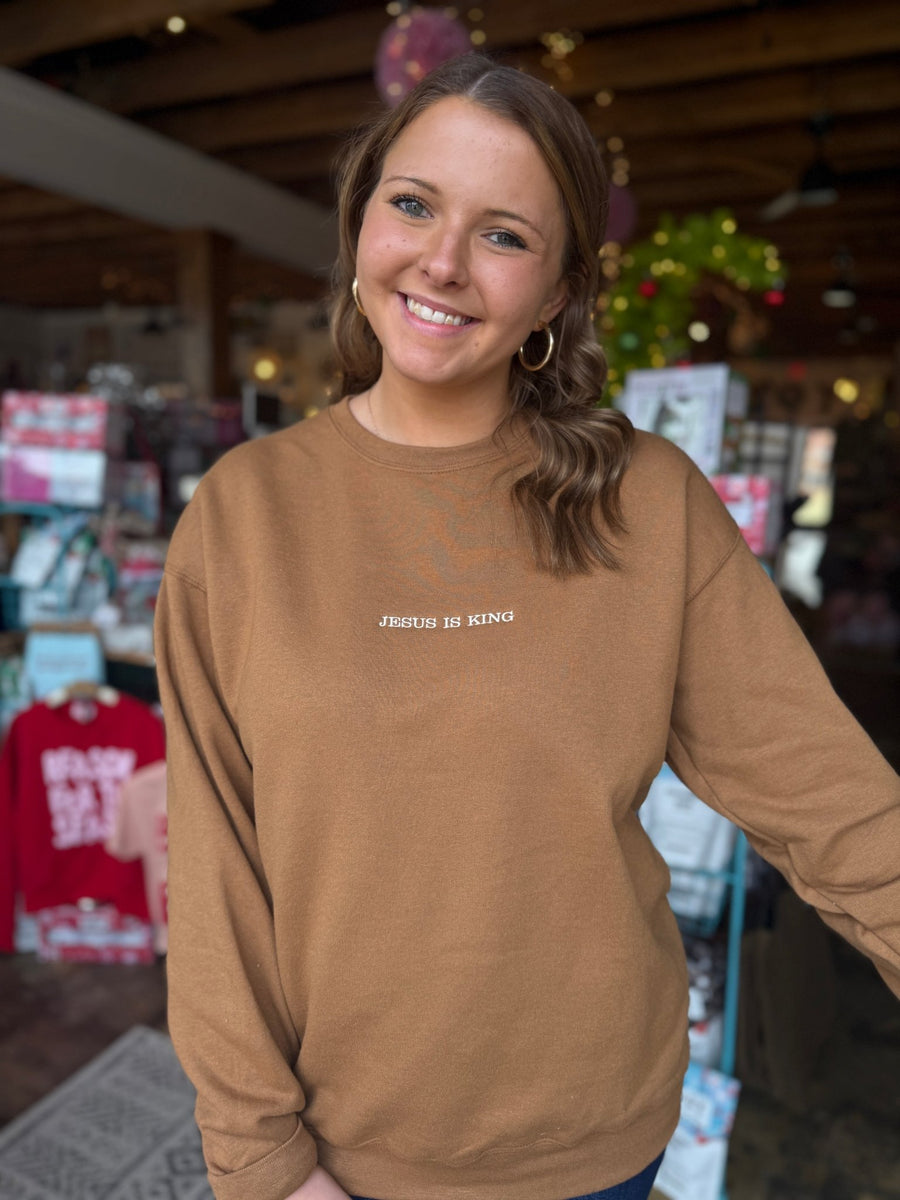 Jesus is King Embroidery Sweatshirt - Mercantile213