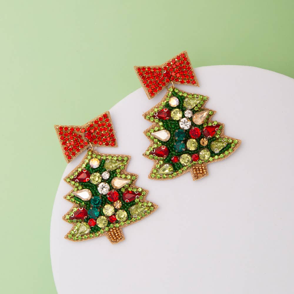 Jeweled Christmas Tree Earrings - Mercantile213
