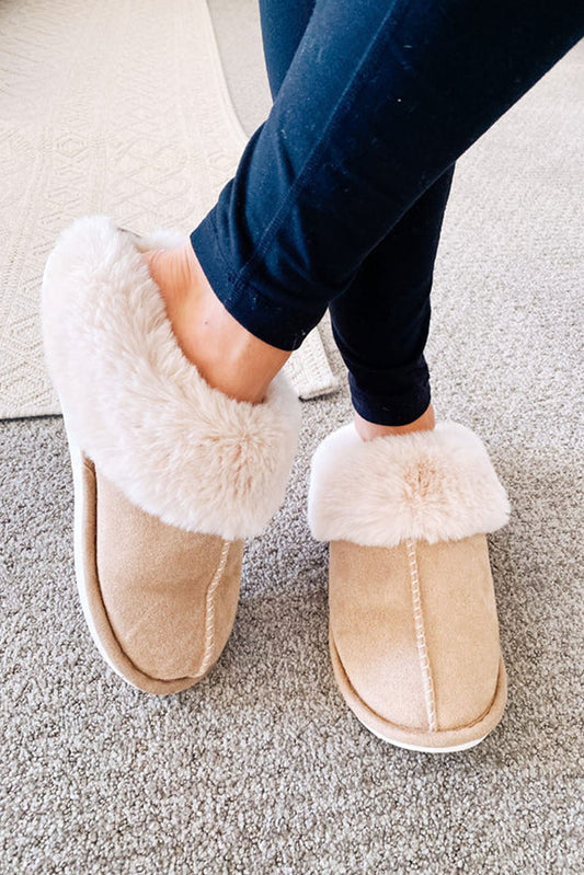 Khaki Plush Slippers - Mercantile213