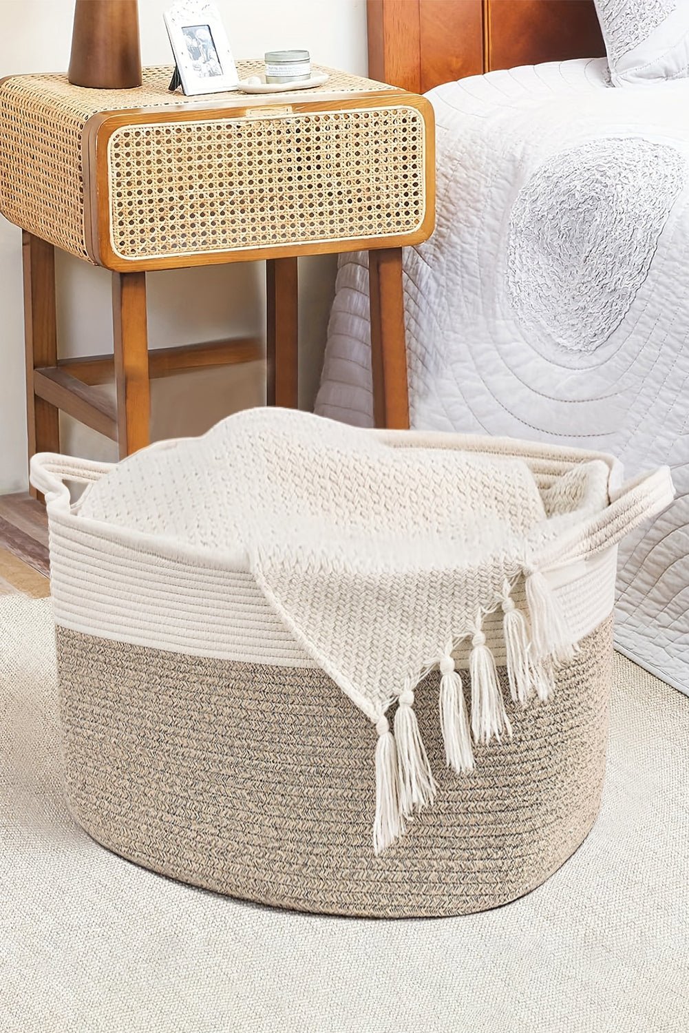 Large Cream Cotton Basket - Mercantile213