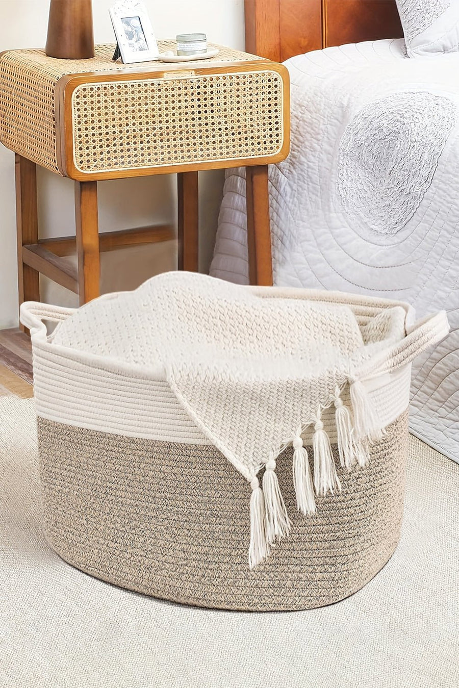Large Cream Cotton Basket - Mercantile213