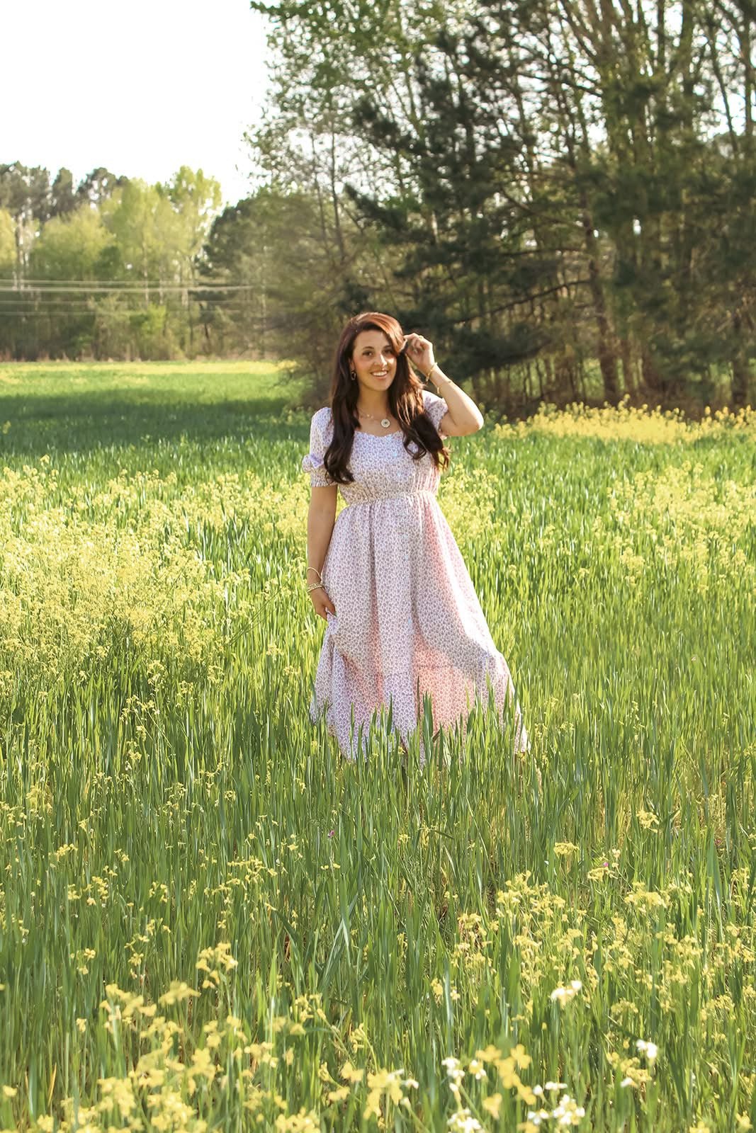 Lavender Ditsy Floral Dress - Mercantile213