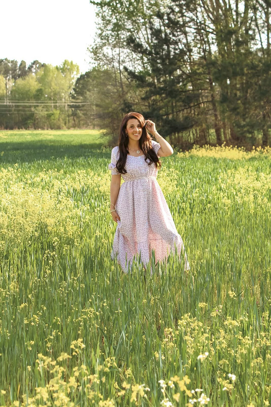 Lavender Ditsy Floral Dress - Mercantile213