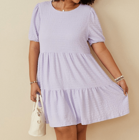 Lavender Textured Roundneck Dress - Mercantile213