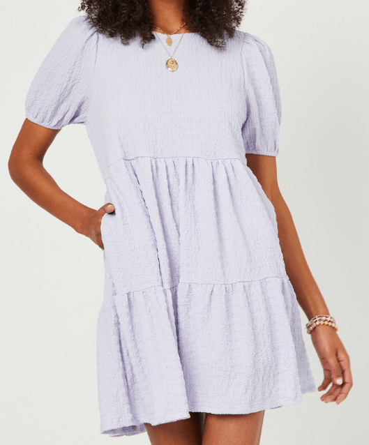 Lavender Textured Roundneck Dress - Mercantile213