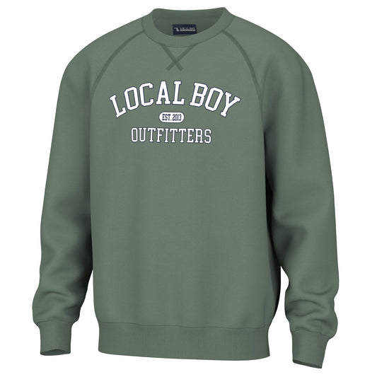 Local Boy Collegiate Cotton Crewneck - Dusty Green - Mercantile213