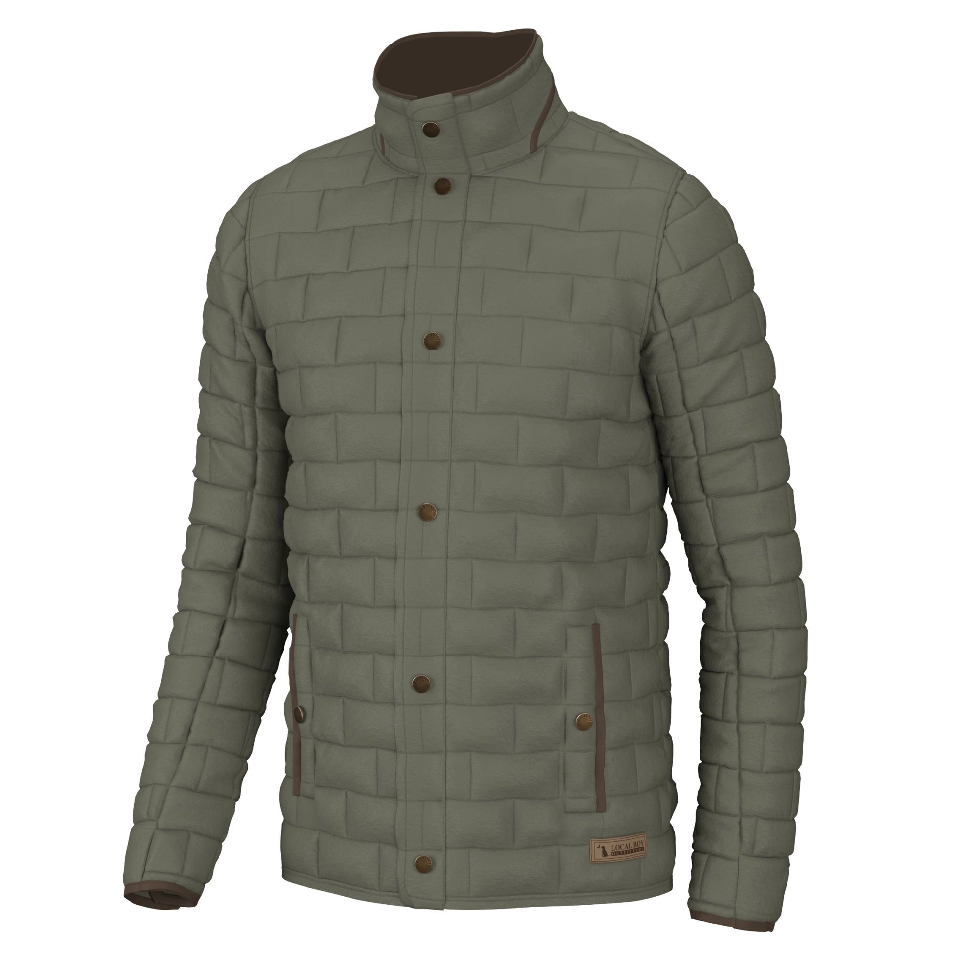 Local Boy Quilted Brick Jacket - Moss Gray - Mercantile213