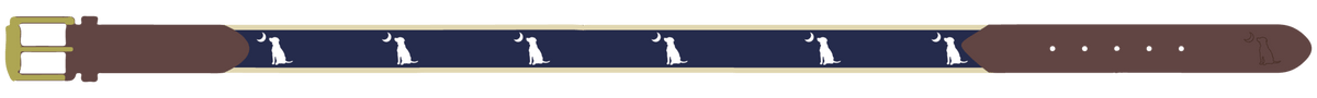 Local Boy Ribbon Belt- Blue Dog and Moon - Mercantile213