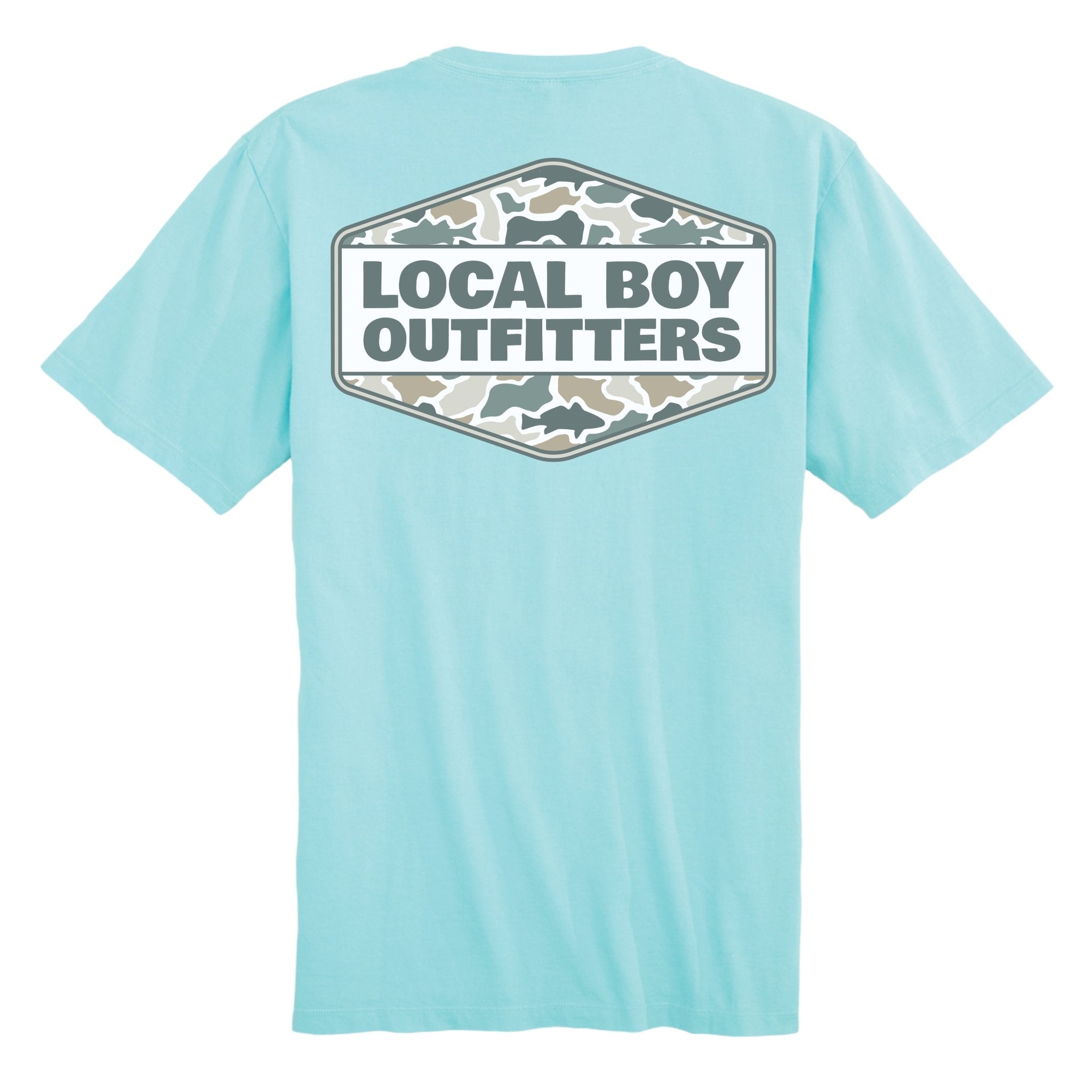Local Boy Tee - Fish Camo Diamond Crest - AQU - Mercantile213