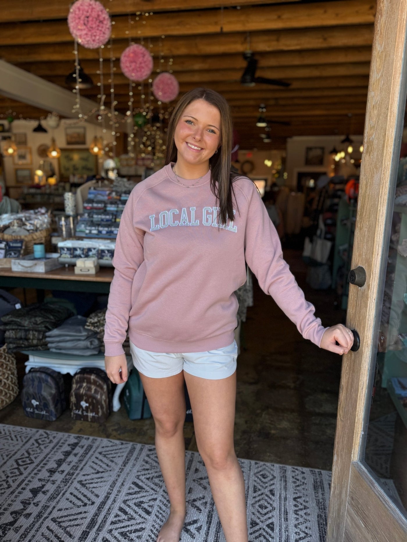 Local Girl Cotton Crewneck Sweatshirt - Blush - Mercantile213