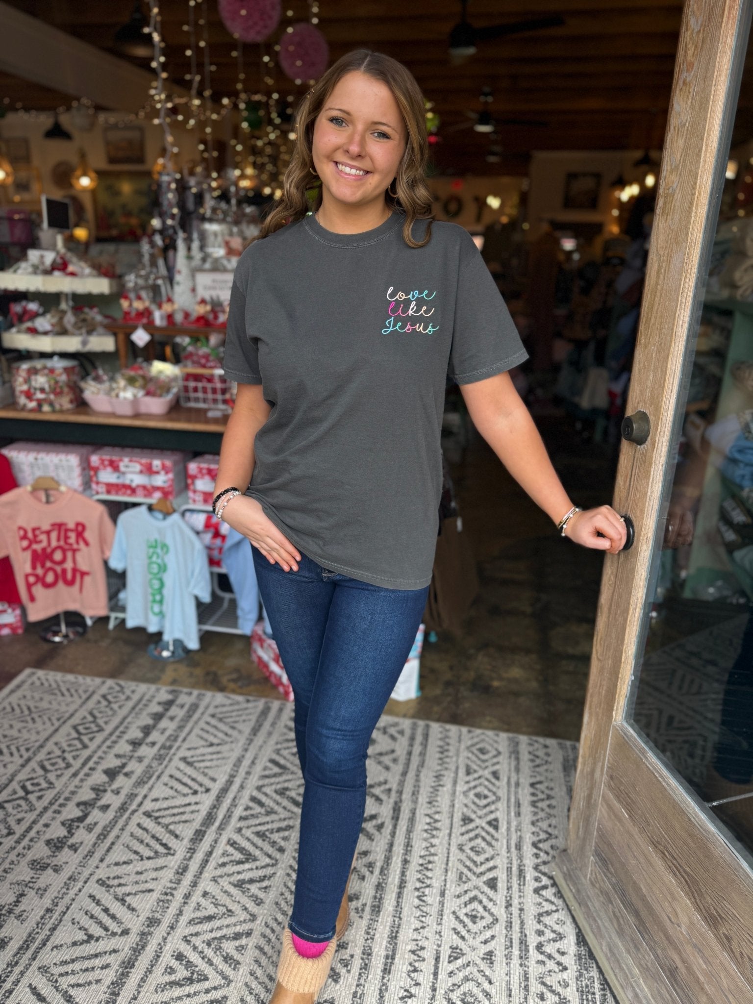 Love Like Jesus Embroidery Graphic Tee - Mercantile213