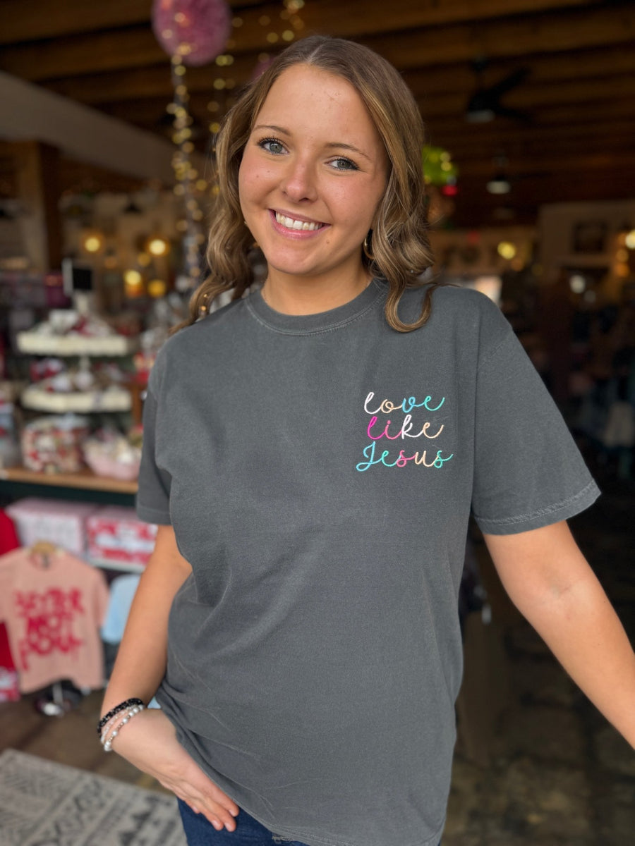 Love Like Jesus Embroidery Graphic Tee - Mercantile213