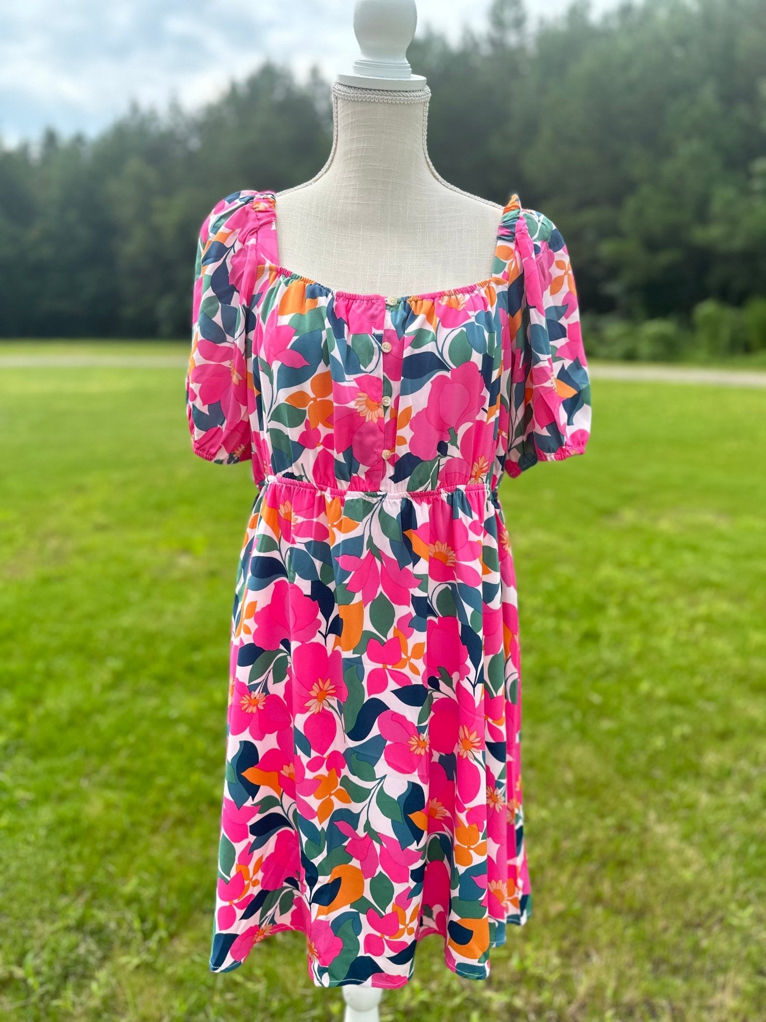 Lovely Pink Floral Dress - Mercantile213