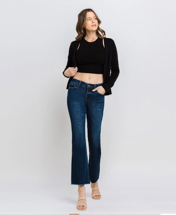 Lovervet Mid Rise Raw Hem Kick Flare - LV1195 - Mercantile213