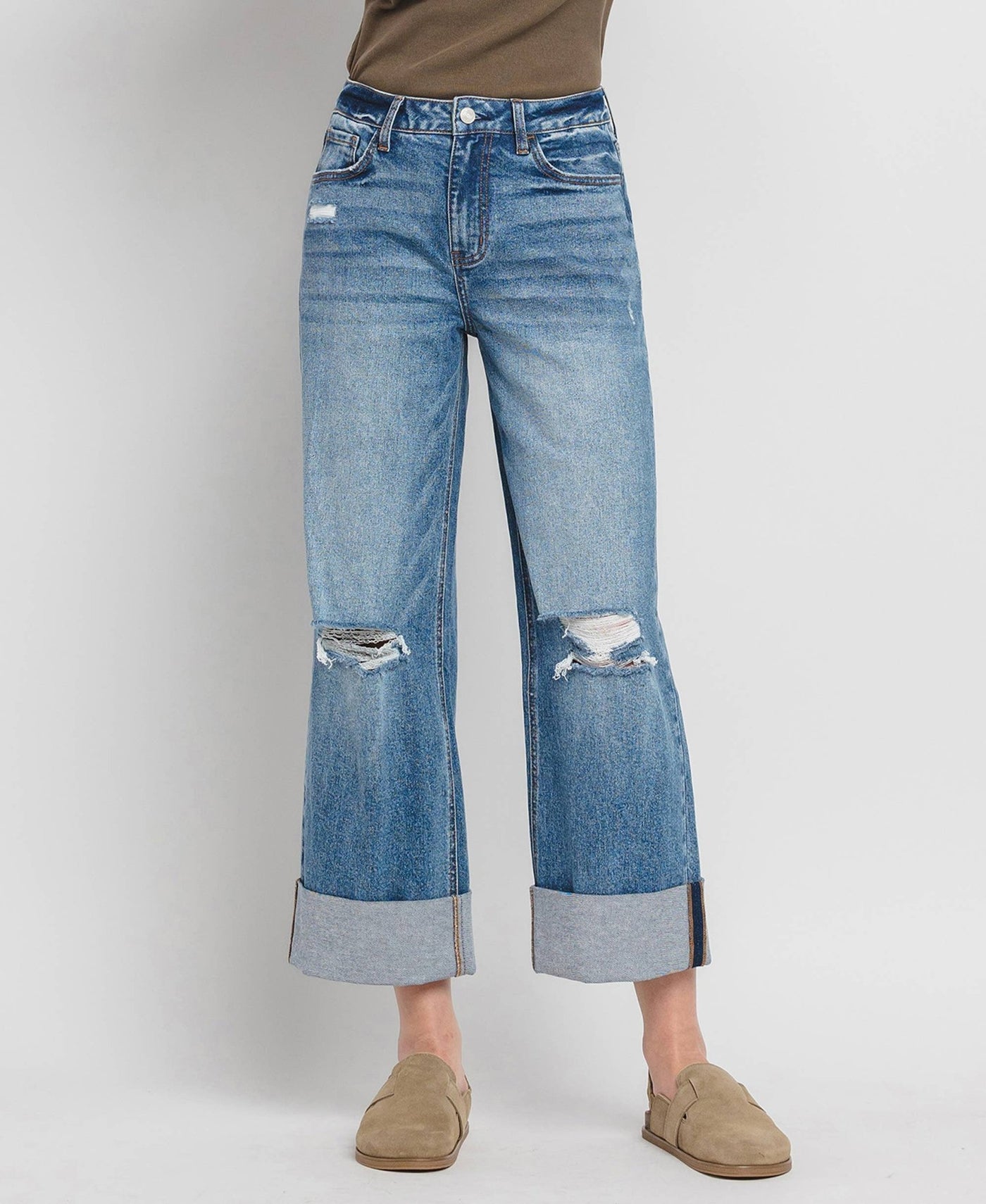 Lovervet Wide Leg Cuffed Jeans - LV1459 - Mercantile213